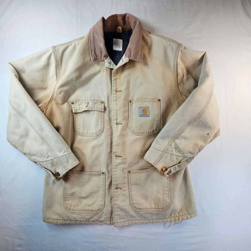 Vintage 80s Carhartt 6BLC Duck Chore Lined Coat Jacket Size 44 USED Flaws